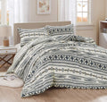Chezmoi Collection Colby 3Piece Western Geometric Tribal Ivory Navy Brown Red Printed PreWashed Microfiber Reversible Comforte
