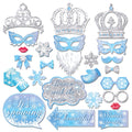 Snowflake Photo Booth Props with Sticks, Blue Snow Photo Booth Props, Christmas Selfie Props, Winter Themed Party Decorations (2