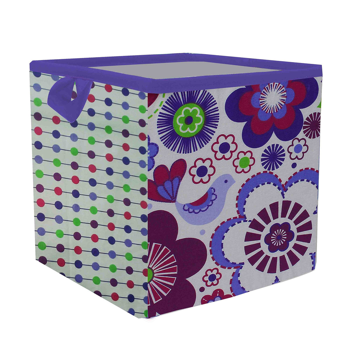Bacati - Storage Tote (Small 10 x 10 x 10 inches, Botanical Purple)