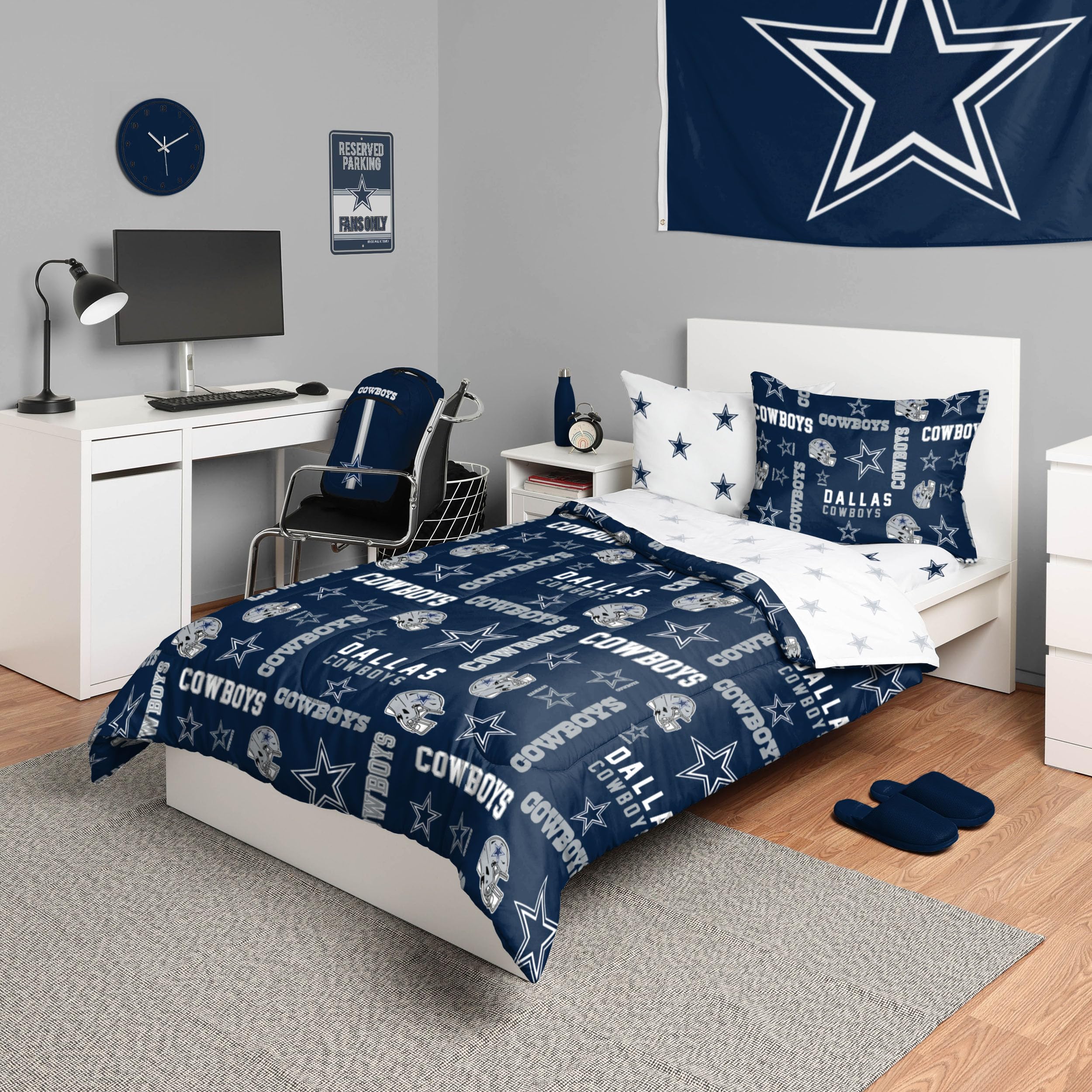 Foco Dallas Cowboys Nfl Team Color Bed In A Bag Comforter Bedding 5 Piece Twin Set