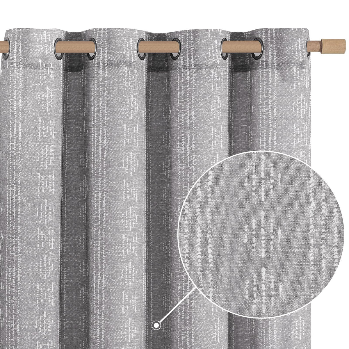 Jinchan Boho Curtains Linen Curtains For Living Room Farmhouse Grey Curtains 63 Inch Length For Bedroom Grommet Semi Sheer Drape