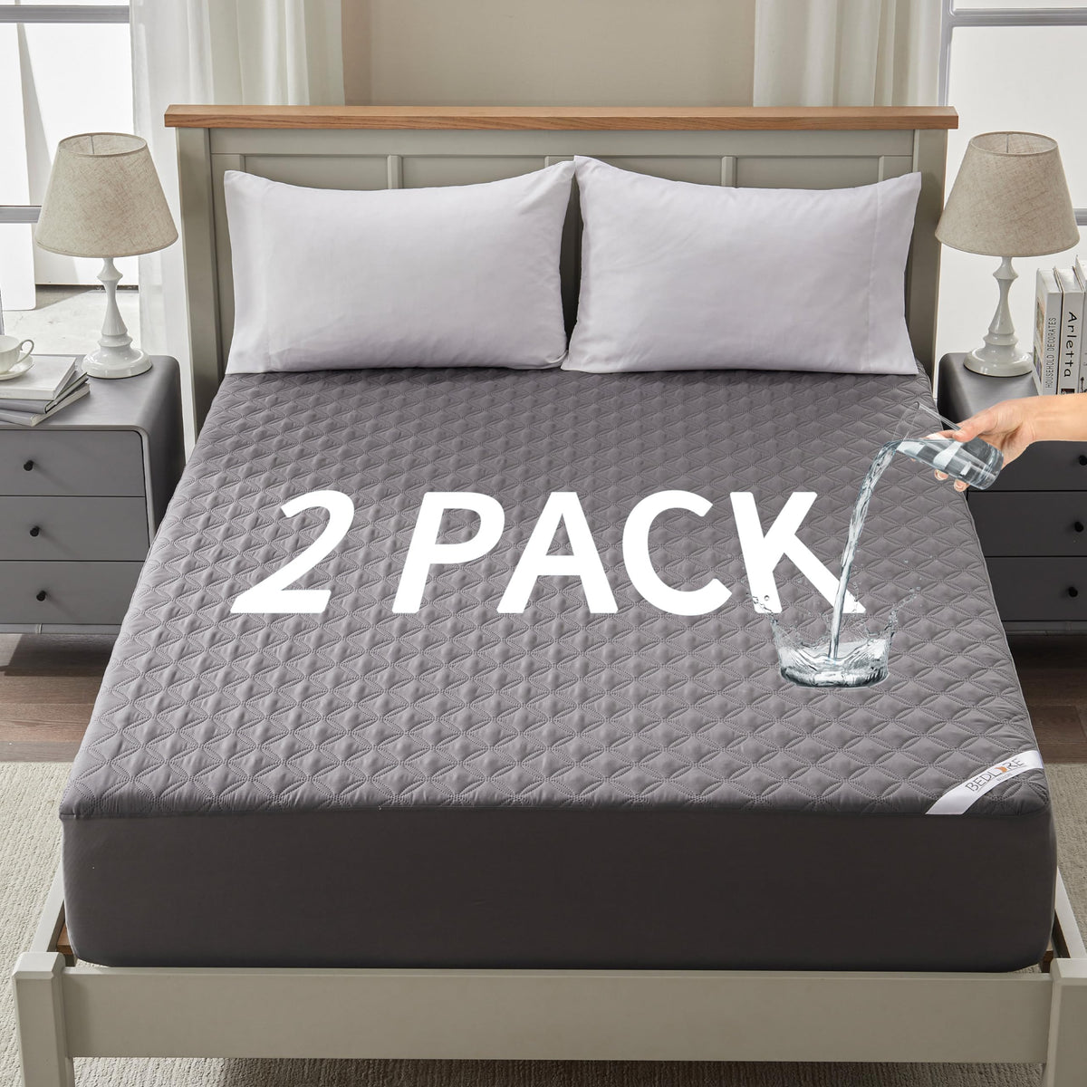 2 Pack Waterproof Mattress Protector, Twin Xl Size Mattress Pad With Deep Pocket 6''-15'' Depth, Soft Breathable Dirt-Proof Sing