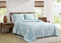 Tommy Bahama - Quilt Set, Reversible Cotton Bedding with Matching Shams, Super Soft Bedding Set (Laguna Beach Aqua, Full/Queen)