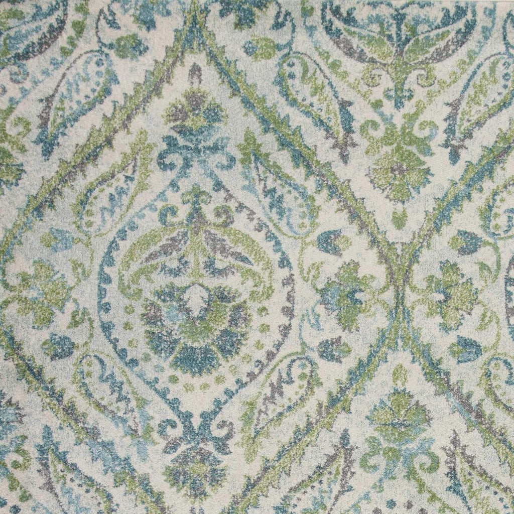 HomeRoots Decor 3'3' x 4'11' Polypropelene Ivory/Teal Area Rug