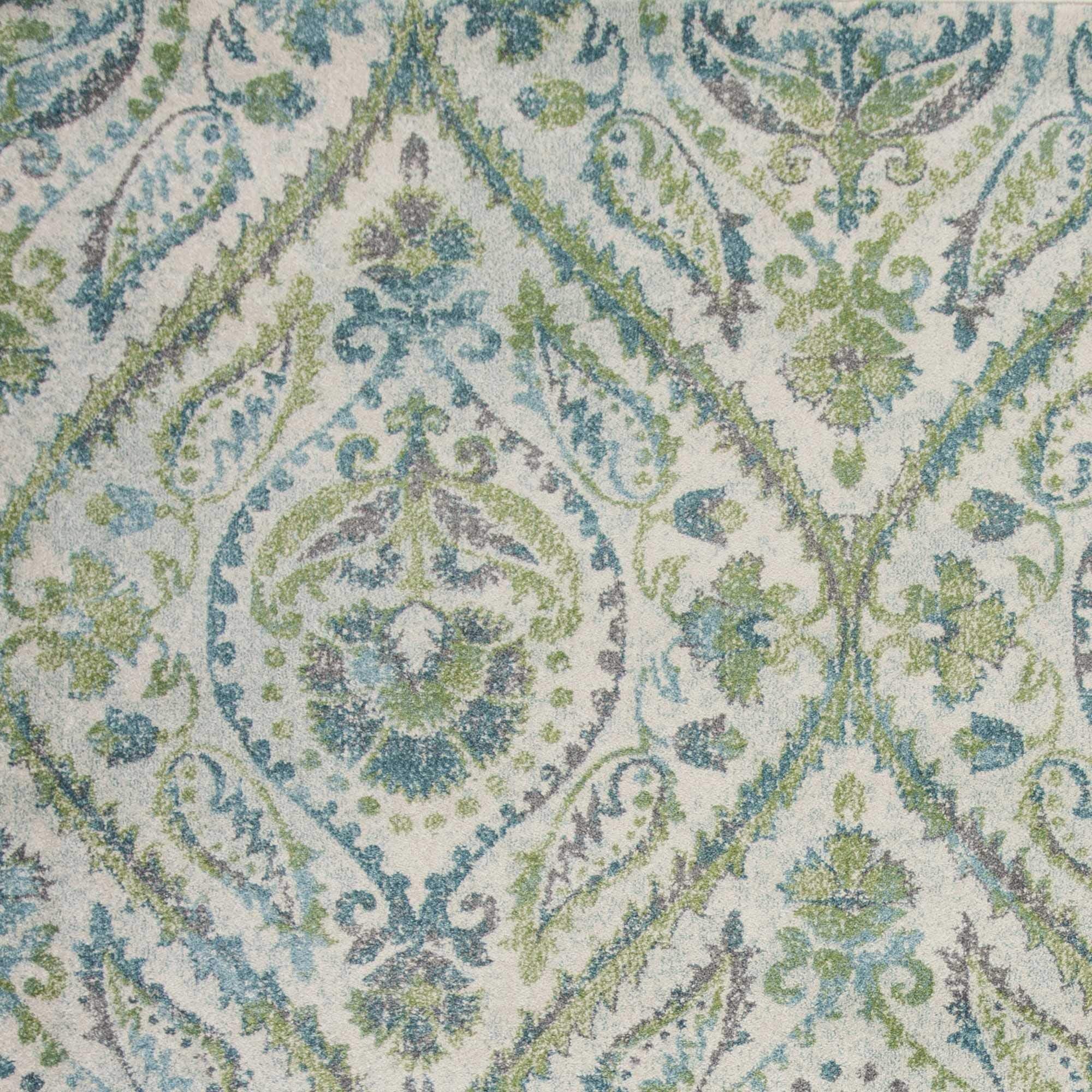HomeRoots Decor 3'3' x 4'11' Polypropelene Ivory/Teal Area Rug