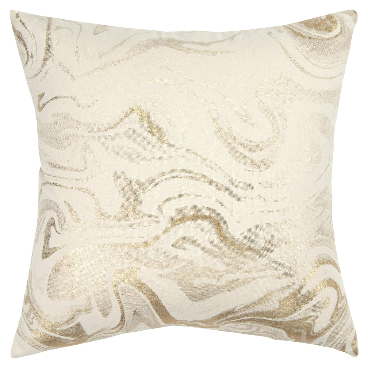 Rizzy Home Abstract Ivory/Gold Decorative Down Filler Pillow - 20&quot;X20&quot;