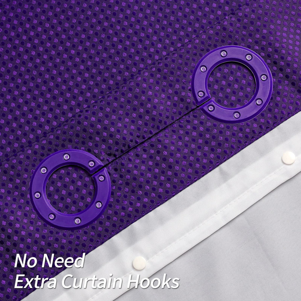 Mitovilla Purple Waffle Small Stall Shower Curtain 36 X 74, No Hooks Needed Half Size Narrow Waffle Weave Fabric Shower Curtain