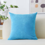 Home Brilliant Teal Throw Pillow Covers Decorative Soft Velvet Striped Corduroy Square Throw Pillows For Couch, 18 X 18 Inch(45C
