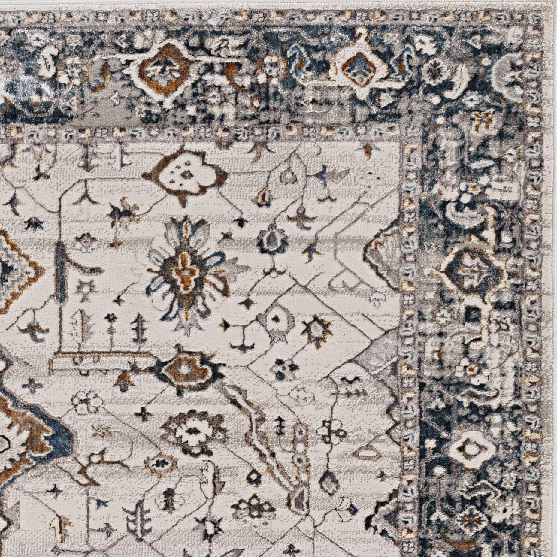 HomeRoots 3' X 5' Ivory Or Grey Bordered Area Rug