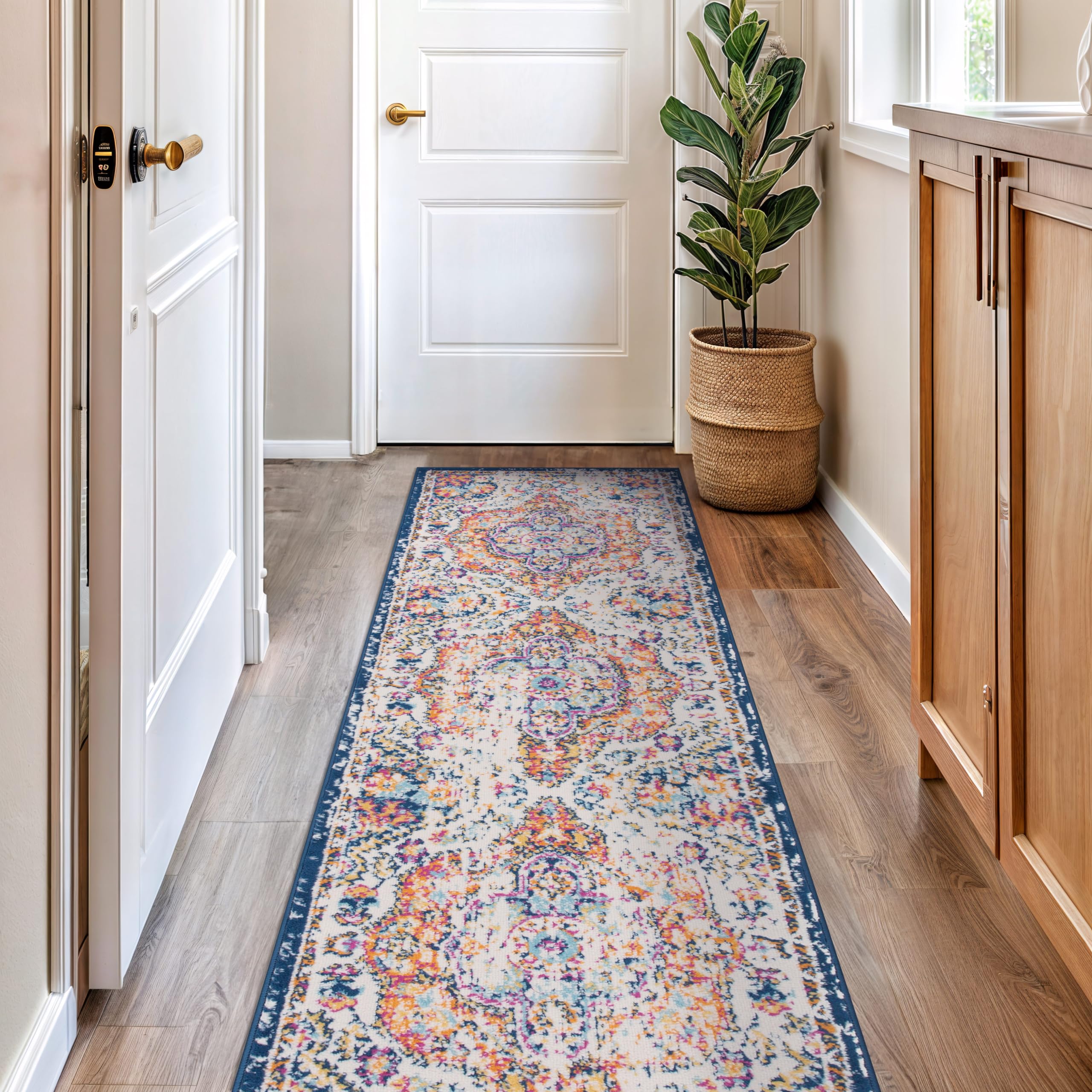 Rugshop Vintage Distressed Bohemian Runner Rug 27 x 6 Multi