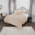 Rizzy Home | BQ4340 | Polyester Quilt | 106"x92" Brown/Pink/Nuetral Geometric