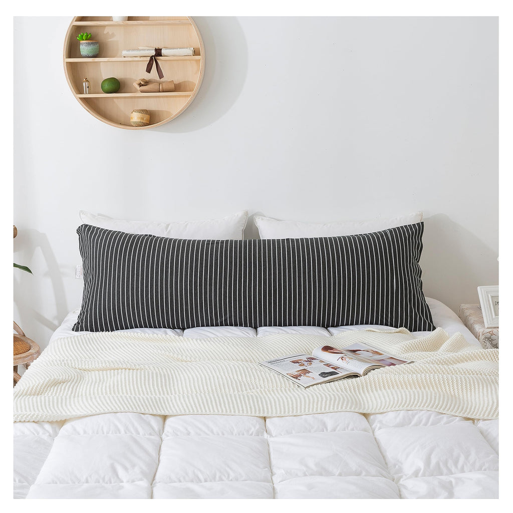 H HOUSEHOLD Pillowcases, 100% Cotton Jersey Knit, Soft and Cozy, Wrinkle, Stain Resistant with Envelope Closure (Black Wihte Str