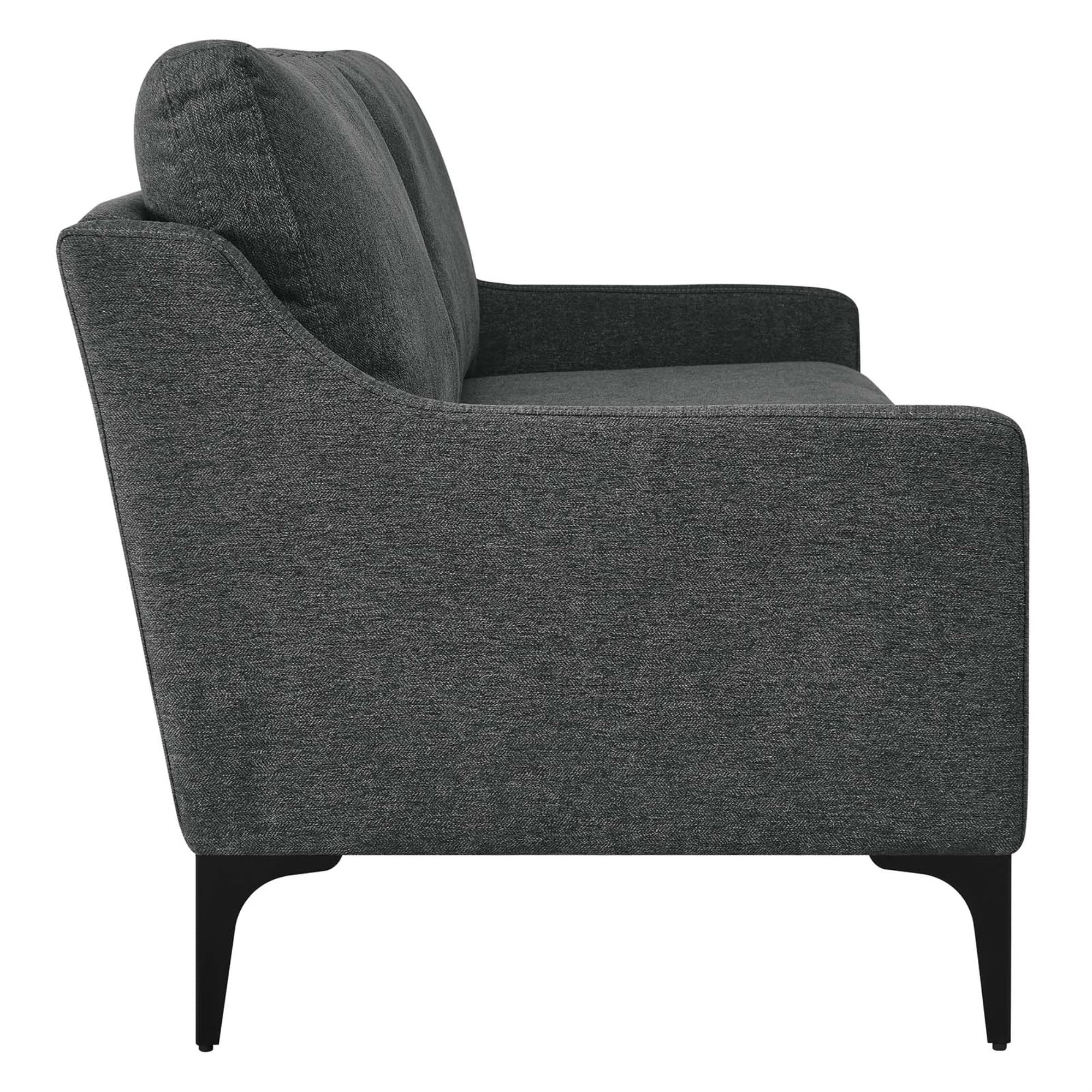 Modway Corland Upholstered Fabric And Metal Sofa In Charcoal