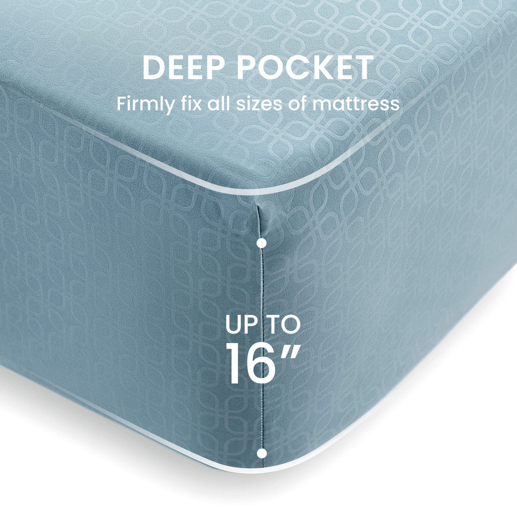 Sleep Zone Luxury Embossed Twin Bed Sheets Set For Kids, Four-Leaf Clover Pattern Sheet & Pillowcase Sets 3 Piece - Super Soft, Wrinkle Free, Fade Resistant, Deep Pocket 16' (Flint Blue, Twin)