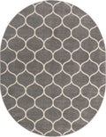 Unique Loom Trellis Frieze Collection Area Rug - Rounded (7' 10'' x 10' Oval, Light Gray/ Ivory)