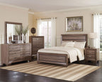 Coaster Home Furnishings Kauffman Transitional 5-Piece Bedroom Set Queen Size Panel Bed Frame 54-inch Headboard Washed Taupe 204191Q-S5