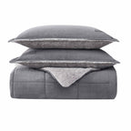 Eddie Bauer Queen Comforter Set - Reversible Sherpa Fleece Bedding, Sherwood Grey, Includes Matching Shams