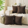 Cozoomy Set Of 4 Dark Brown Decorative Pillow Covers 20X20 Inch Corduroy Throw Pillow Covers For Bed Couch Sofa Living Room Soft