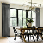Twopages Carbon Grey Pinch Pleated Drape 84 Inch Length Linen Light Filtering Room Darkening Curtain For Bedroom, Double Layer L