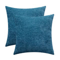 Calitime Pack Of 2 Cozy Throw Pillow Covers Cases For Couch Sofa Home Decoration Solid Dyed Soft Chenille 16 X 16 Inches Ocean B