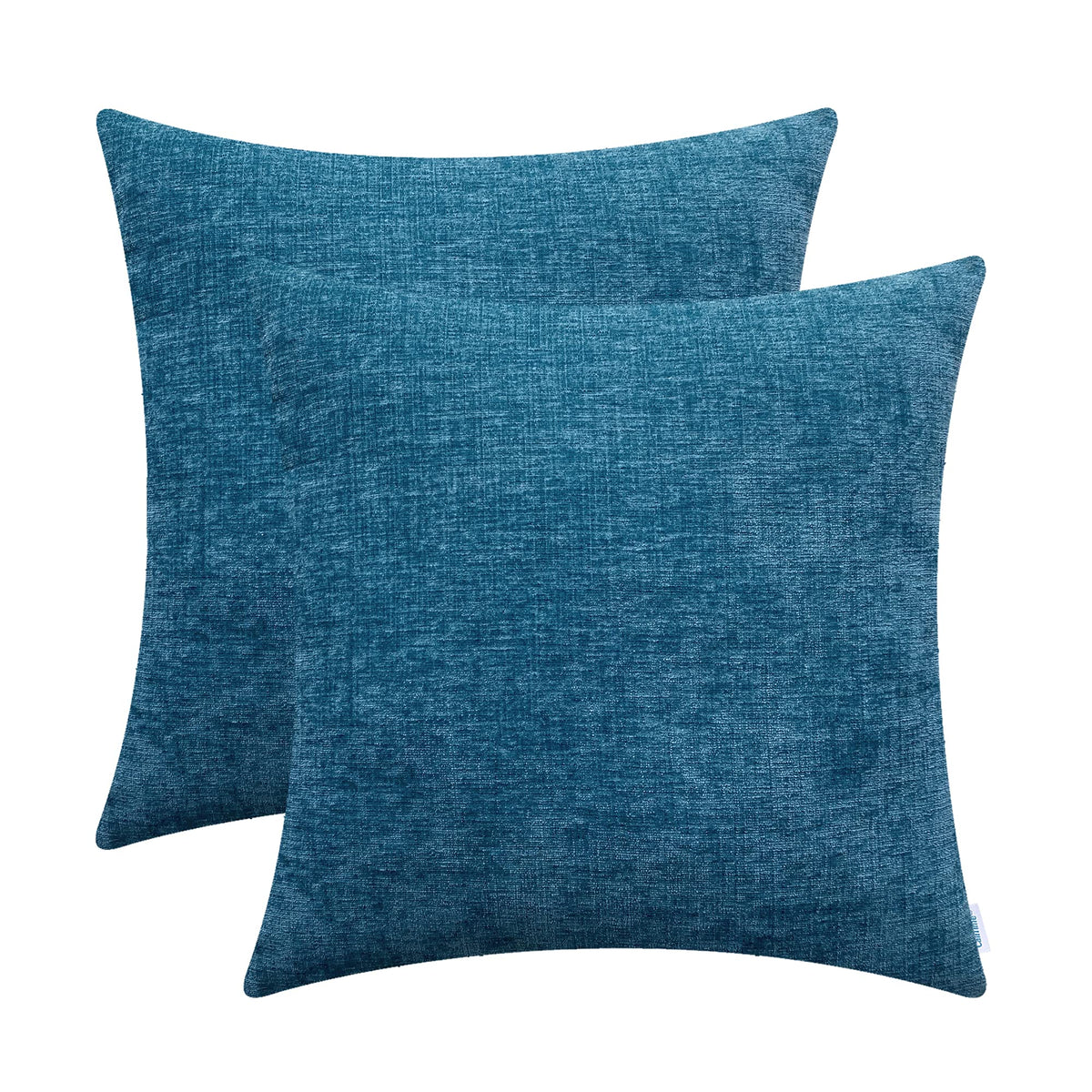 Calitime Pack Of 2 Cozy Throw Pillow Covers Cases For Couch Sofa Home Decoration Solid Dyed Soft Chenille 16 X 16 Inches Ocean B