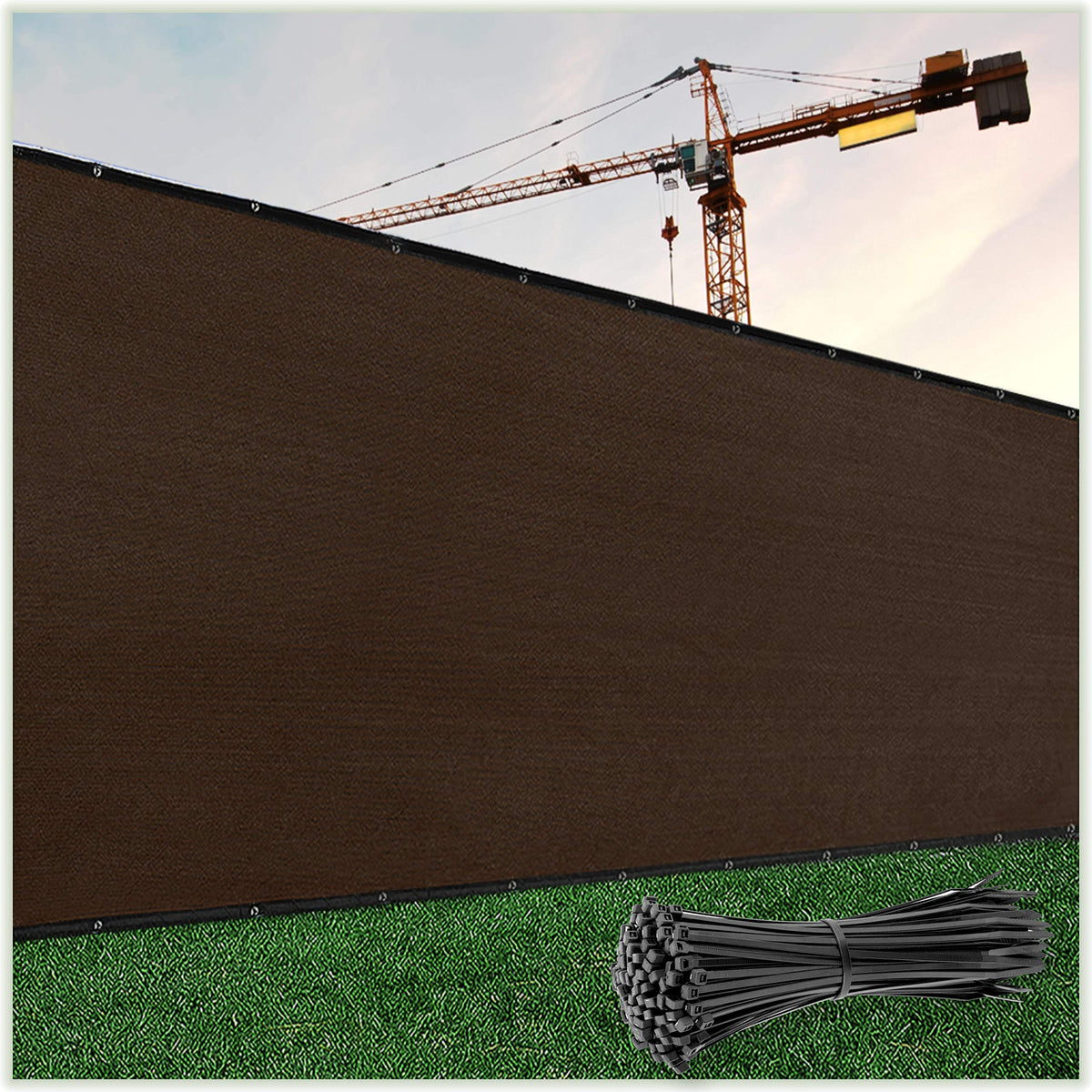 Colourtree 6' X 12' Brown Fence Screen Privacy Screen - Commercial Grade 170 Gsm - Heavy Duty - 3 Years Warranty - Cable Zip Tie