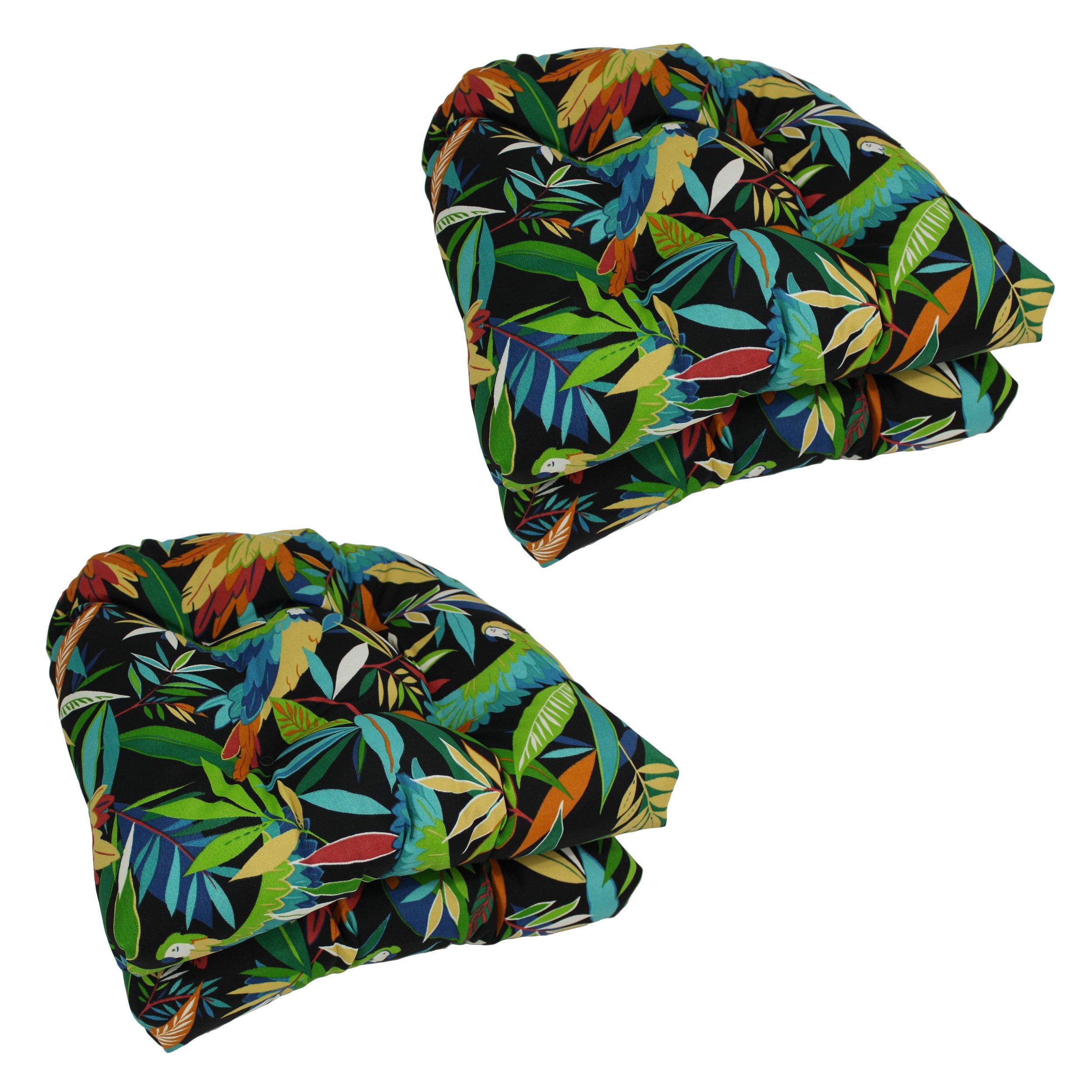 Blazing Needles Outdoor Rounded Back Chair Cushion, 4 Count (Pack Of 1), Tucuman Ebony
