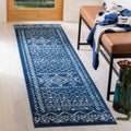 SAFAVIEH Tulum Collection Runner Rug - 2 x 11, Navy & Ivory, Moroccan Boho Distressed Design, Non-Shedding & Easy Care, Ideal 