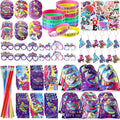 Tellingyou 140 Pcs Roller Skate Party Favors Includes 12 Drawstring Backpacks 12 Silicone Wristbands 12 Badges 12 Keychains 18 N