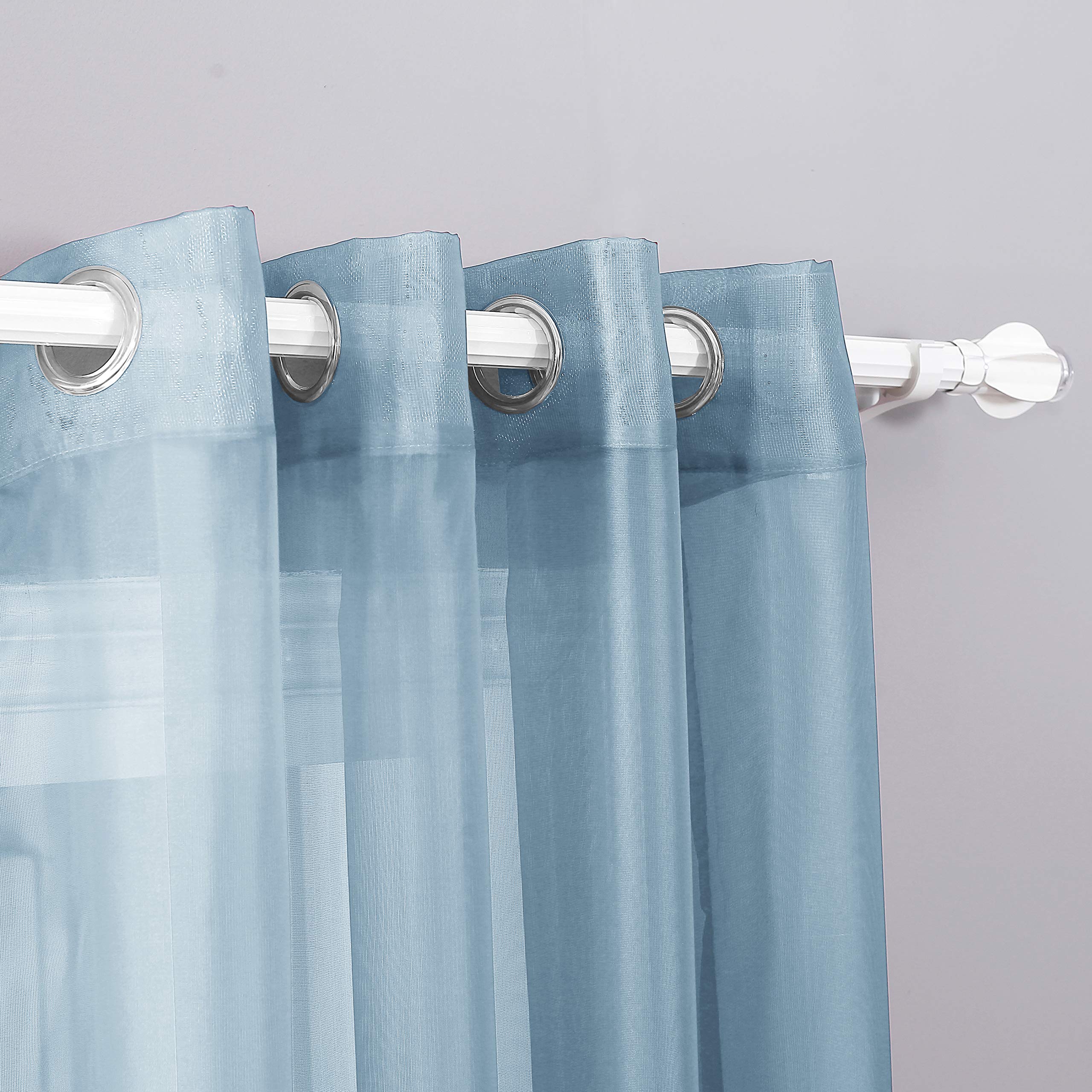 Decotex 2 Piece Sheer Voile Grommet Top Window Curtain Panel Drapes (54'' X 84'', Slate Blue)