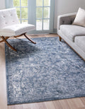 Rugs.com Oregon Collection Rug - 7 x 10 Blue Low-Pile Rug Perfect for Living Rooms, Large Dining Rooms, Open Floorplans