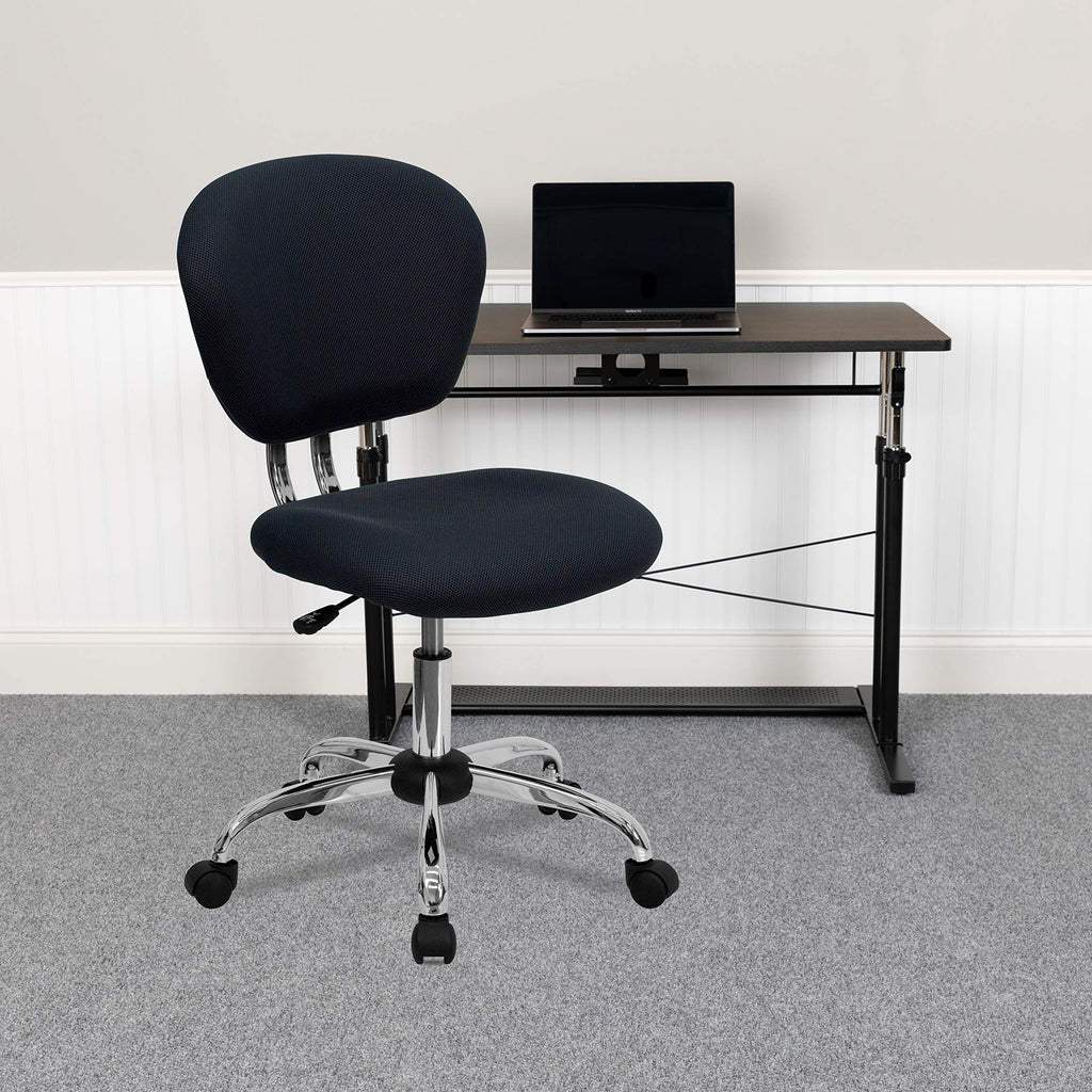 Flash Furniture Beverly Mid-Back Gray Mesh Padded Swivel Task Office Chair with Chrome Base