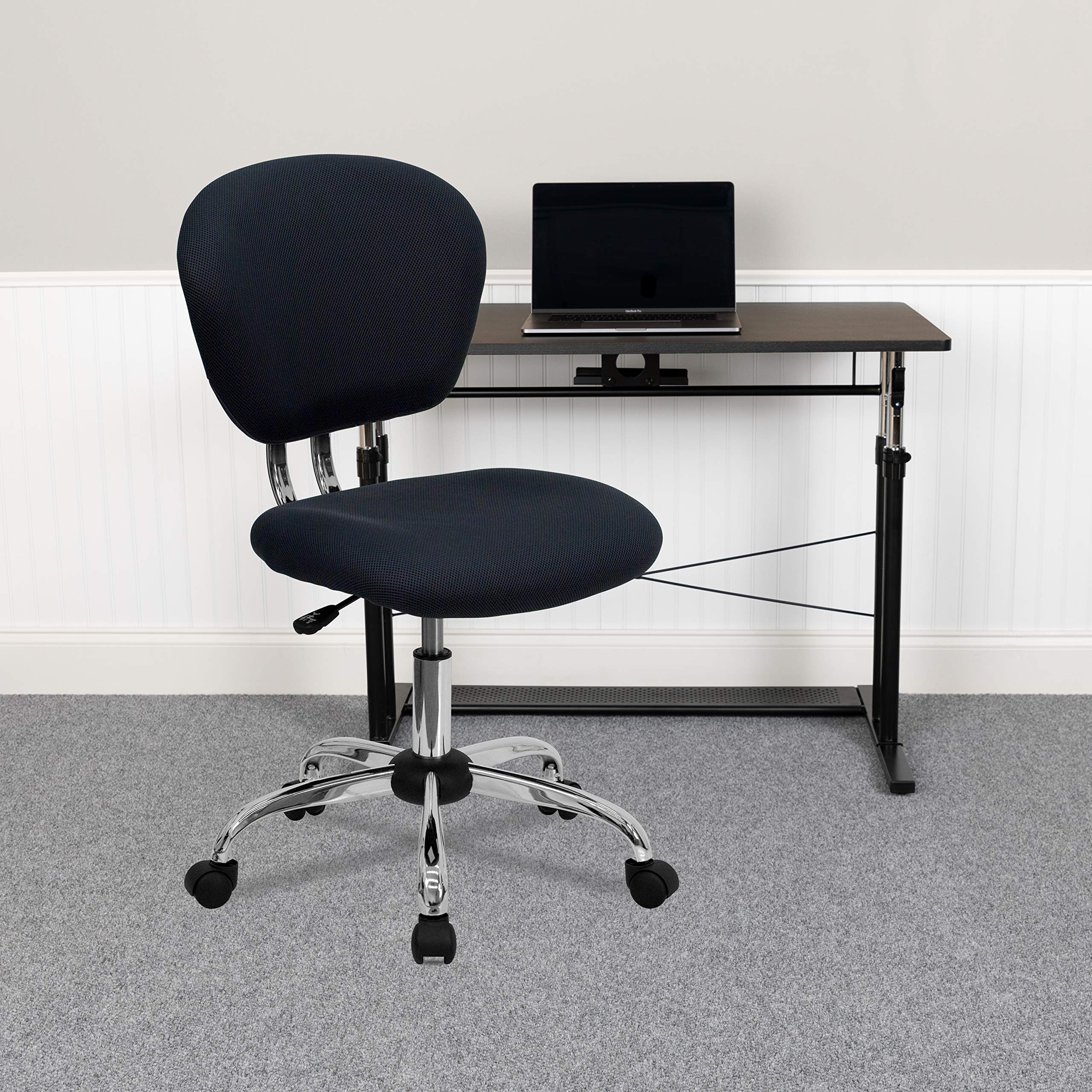 Flash Furniture Beverly Mid-Back Gray Mesh Padded Swivel Task Office Chair with Chrome Base
