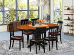 East West Furniture AVAT7-BLK-LC 7 Piece Dining Room Table Set Consist of an Oval Kitchen Table with Butterfly Leaf and 6 Faux Leather Upholstered Dining Chairs, 42x60 Inch, Black & Cherry