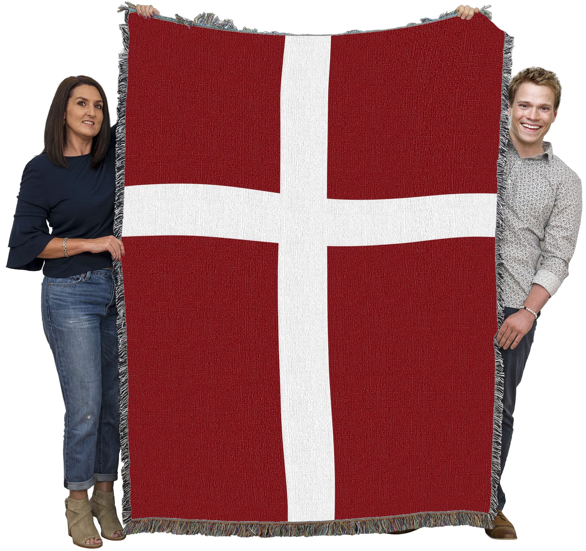 Pure Country Weavers Danish Denmark Flag Blanket - Gift Tapestry Throw - Woven From Cotton - Made In The Usa (72X54)