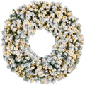 Best Choice Products 60in Large Flocked Artificial Pre-Lit Fir Christmas Wreath Holiday Accent Decoration w/ 300 2-in-1 LED Ligh