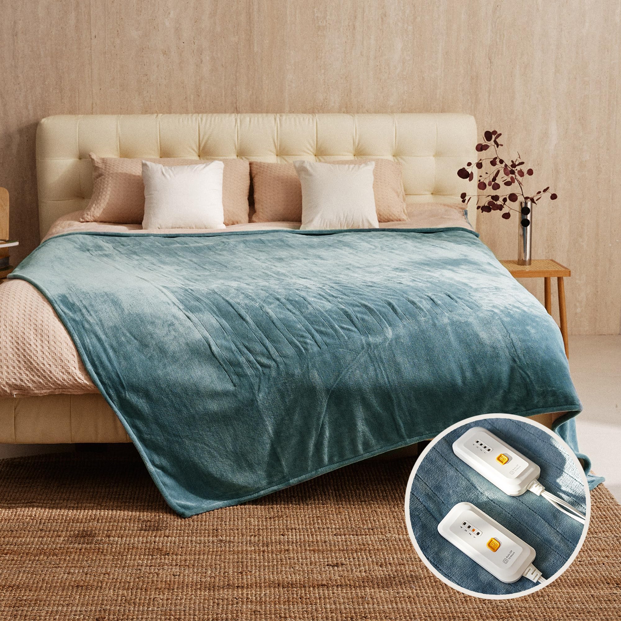 Jet'S Home Heated Blanket Queen 84'X90' - Etl&Fcc Certified Flannel Electric Blanket Throw Machine Washable Heating Blanket Wi