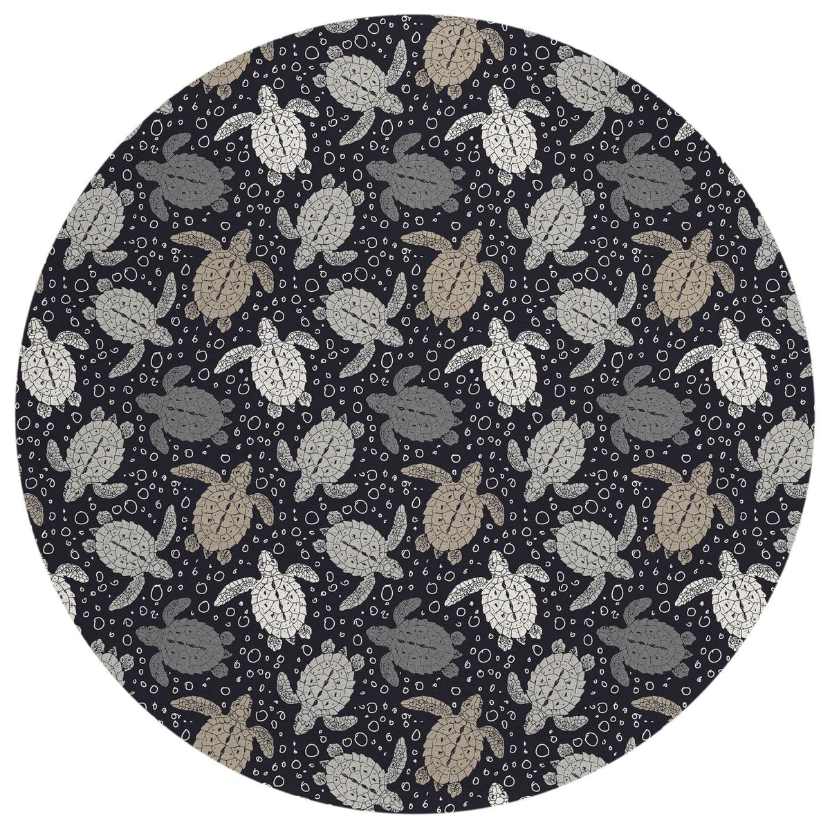 Seabreeze Sz13 Black Coastal Rug Round 8' X 8'