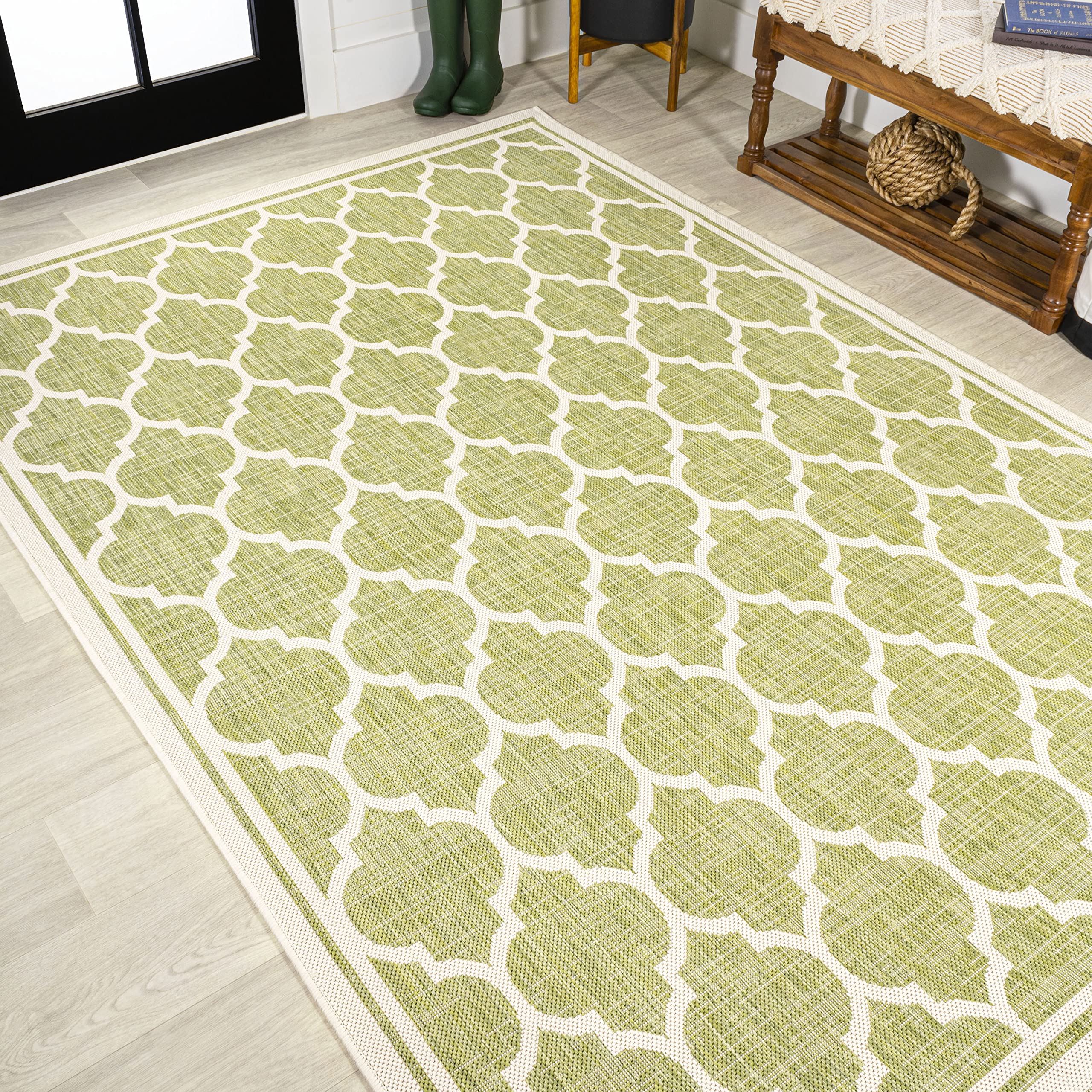 Jonathan Y Smb109G-4 Trebol Moroccan Trellis Textured Weave Indoor Outdoor Area-Rug, Modern Coastal Casual Easy-Cleaning,Bedroom