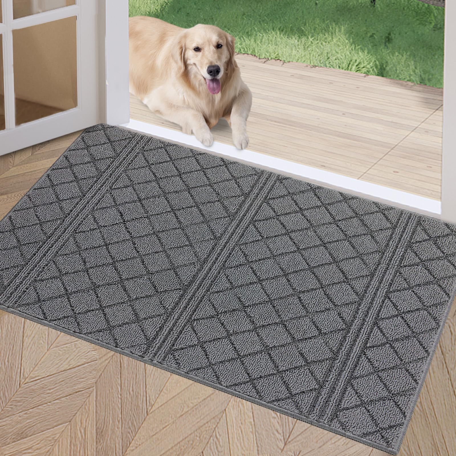 Refetone Indoor Doormat, Front Back Door Mat 24'X36' Absorbent Rubber Backing Non Slip Door Mats, Low-Profile Resist Dirt Entr