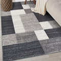 Rugshop Modern Boxes Design Non-Slip (Non-Skid) Area Rug 4 x 6 Gray