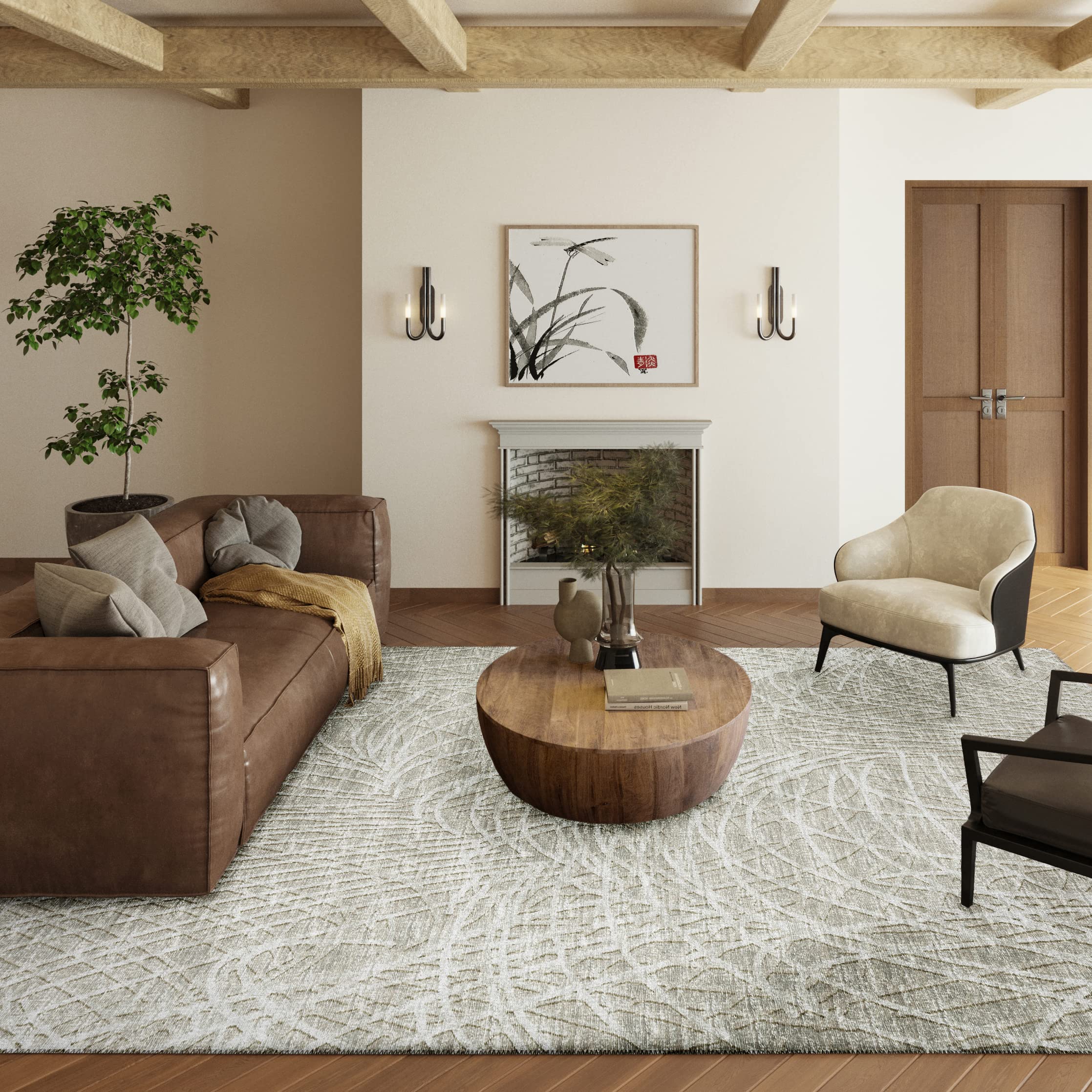 Addison Rugs Rylee Ary32 Beige Washable 9' X 12' Indoor Outdoor Area Rug, Easy Clean, Machine Washable, Non Shedding, Bedroom, Entry, Living Room, Dining Room, Kitchen, Patio Rug