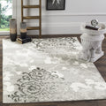 SAFAVIEH Adirondack Collection 5 Square Silver/Ivory ADR114B Floral Glam Damask Distressed Non-Shedding Living Room Dining Bedr