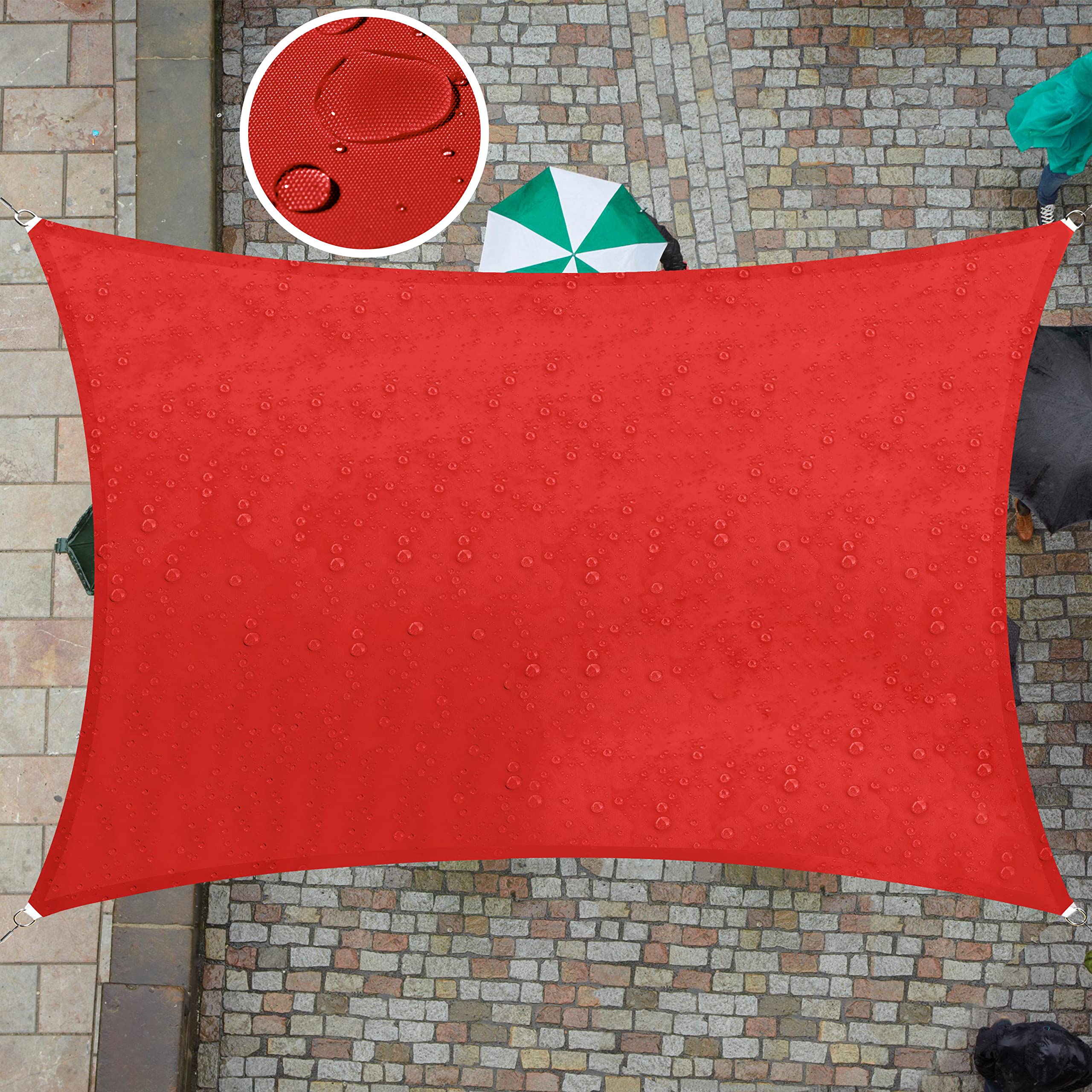 Colourtree 7' X 12' Red Rectangle Waterproof Sun Shade Sail Canopy Awning Shelter Fabric Screen, 95% Uv Blockage Uv & Water Resi