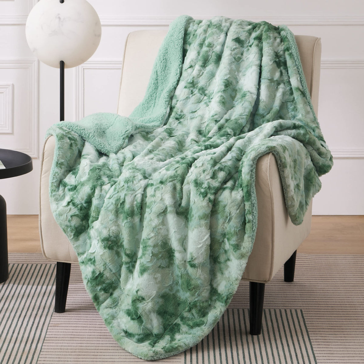 Bedsure Fuzzy Blanket Twin Size - Sage Green, Soft And Comfy Sherpa, Plush And Furry Faux Fur, Reversible Twin Blankets For Couc