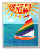 The Kids Room by Stupell You are My Sunshine Rainbow Sailboat Rectangle Wall Plaque, 11 x 0.5 x 15, Proudly Made in USA