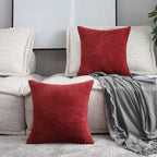 Home Brilliant Set Of 2 Decorative Pillow Covers Striped Corduroy Velvet Square Cushion Cover For Baby Supersoft Pillowcase, 50X