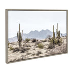 Sylvie Tall Saguaro Cacti Desert Mountain Framed Canvas by The Creative Bunch Studio