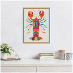 Sylvie MCM Lobster Coastal Framed Canvas by Rachel Lee
