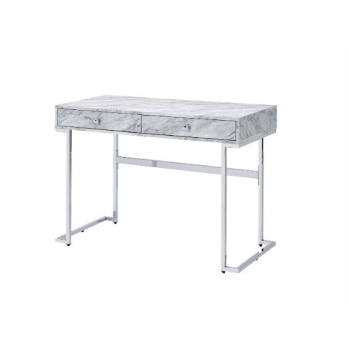 Kd Rectangular Writing Desk With 2 Storage Drawers, Sleek Design, Metal Drawer Glide, 1/2 Extension Drawer Glides